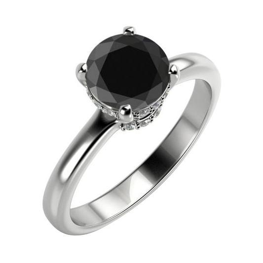Zlatý prsteň s čiernym a bielymi diamantmi 59257