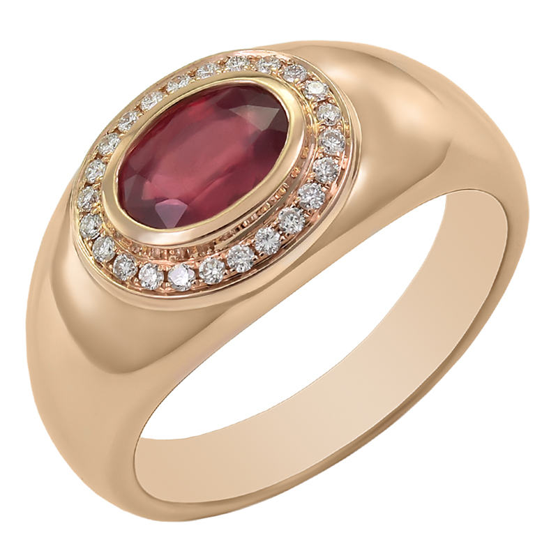 Zlatý prsteň s rubínom a diamantmi Kinteh