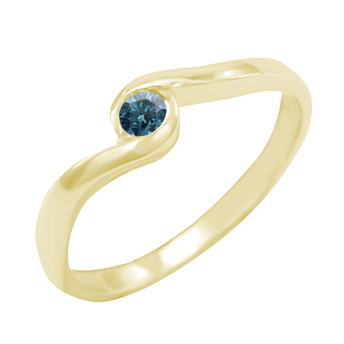 Zlatý zásnubný prsteň s modrým diamantom Vena 59447
