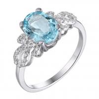Elegantný zásnubný prsteň s akvamarínom a diamantmi Akako