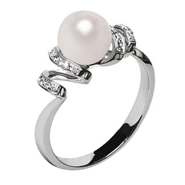 Diamantový prsteň s perlou zlatý 60207