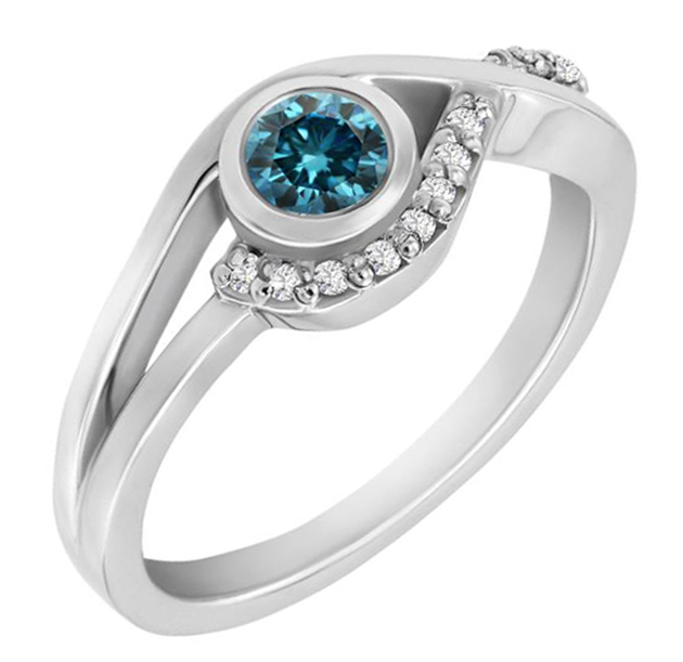 Zlatý prsteň s modrým diamantom