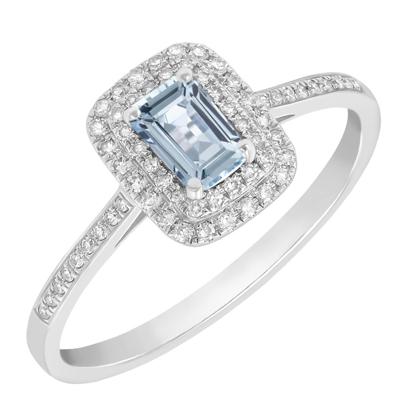 Akvamarínový prsteň s diamantmi Casey