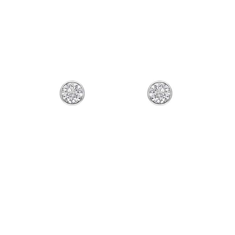 Platinové minimalistické bezel náušnice s diamantmi Viosa