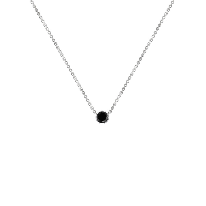 Platinový minimalistický náhrdelník s čiernym diamantom Vieny