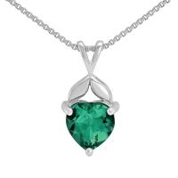 Strieborný náhrdelník so simulovaným smaragdovým srdcom Otis