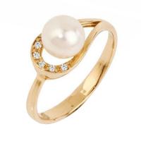 Zlatý prsteň s perlou a diamantmi Kypras