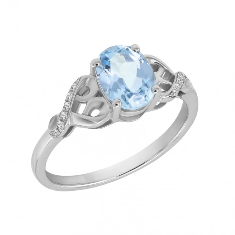 Nebeský akvamarínový prsteň s diamantmi Chlorys