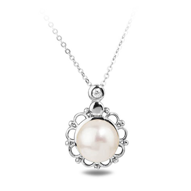 Kvetinový prívesok s perlou a diamantom Eisha 76837