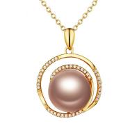 Zlatý náhrdelník s broskyňovou perlou a diamantmi Marta