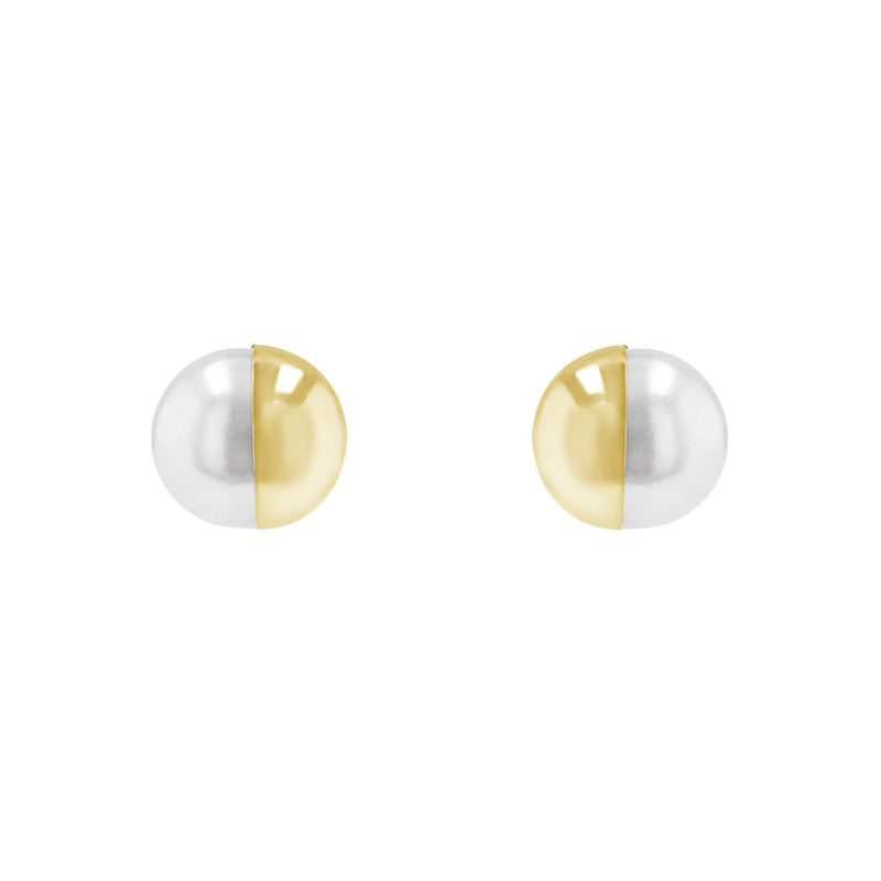 Decentné perlové náušnice zo žltého zlata