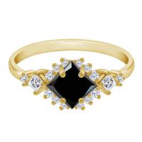 Dokonalý prsteň s čierným diamantom a postrannými moissanitmi Avuis