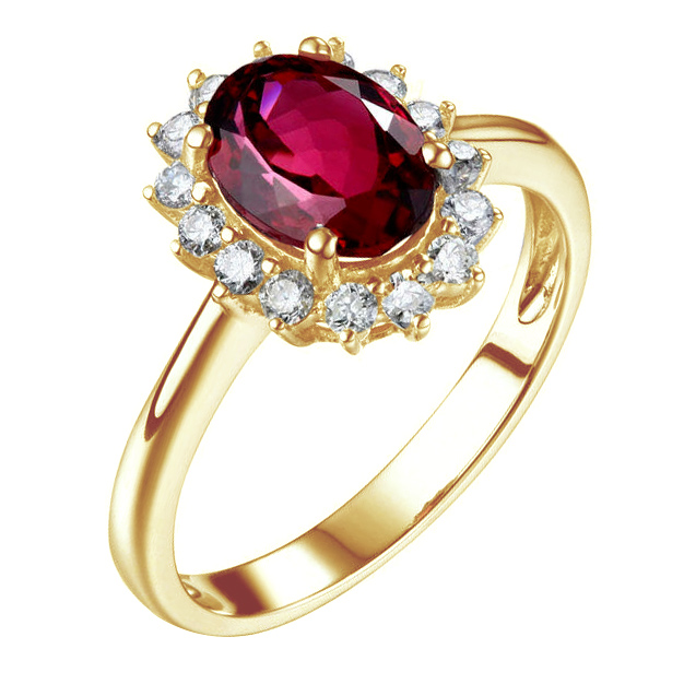Zlatý diamantový prsteň s turmalínom 83557