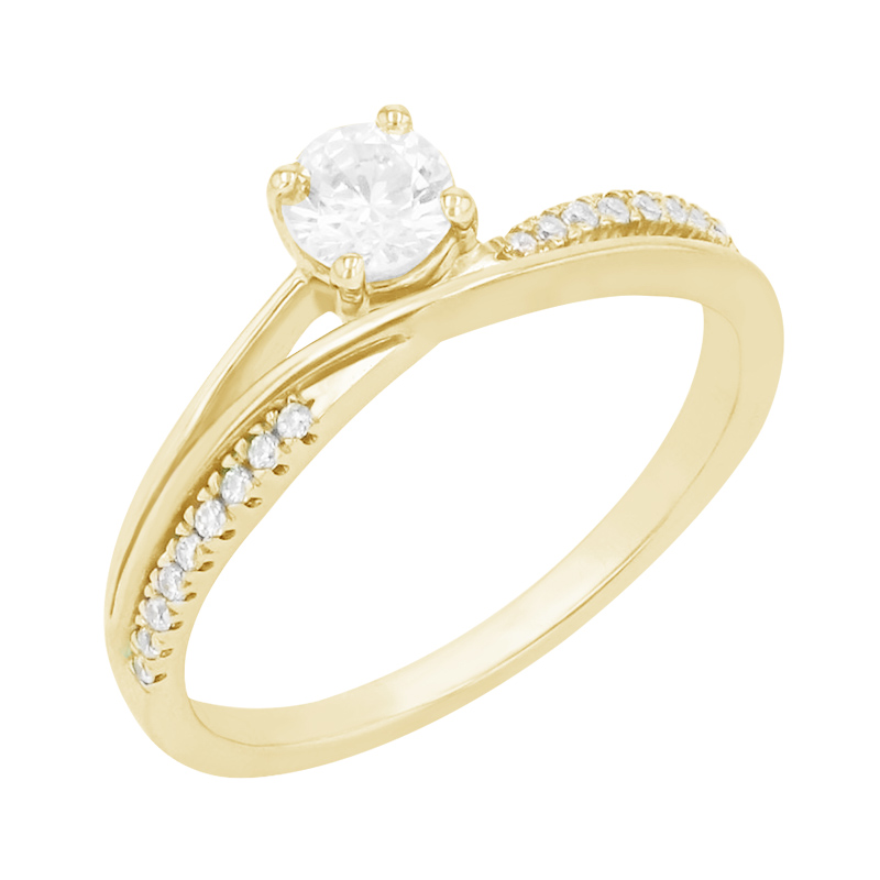 Atypický zásnubný prsteň s postrannými diamantmi zo zlata 85787