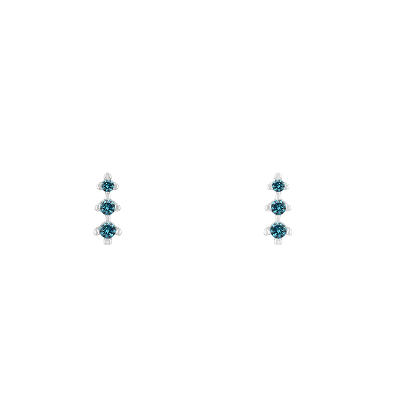 Minimalistické náušnice s modrými diamantmi zo striebra