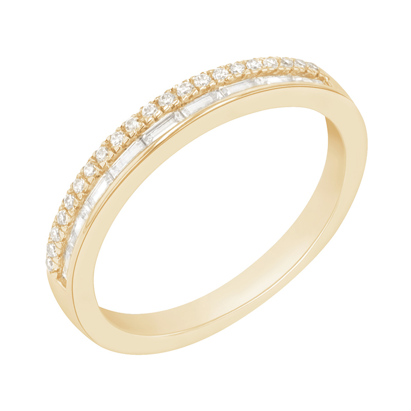 Eternity prsteň s round a baguette diamantmi zo žltého zlata 89447