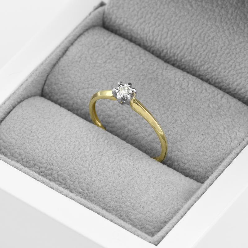 Zlatý diamantový prsteň v štýle solitér 91497