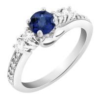 Strieborný prsteň s modrým zafírom a zirkónmi Calum