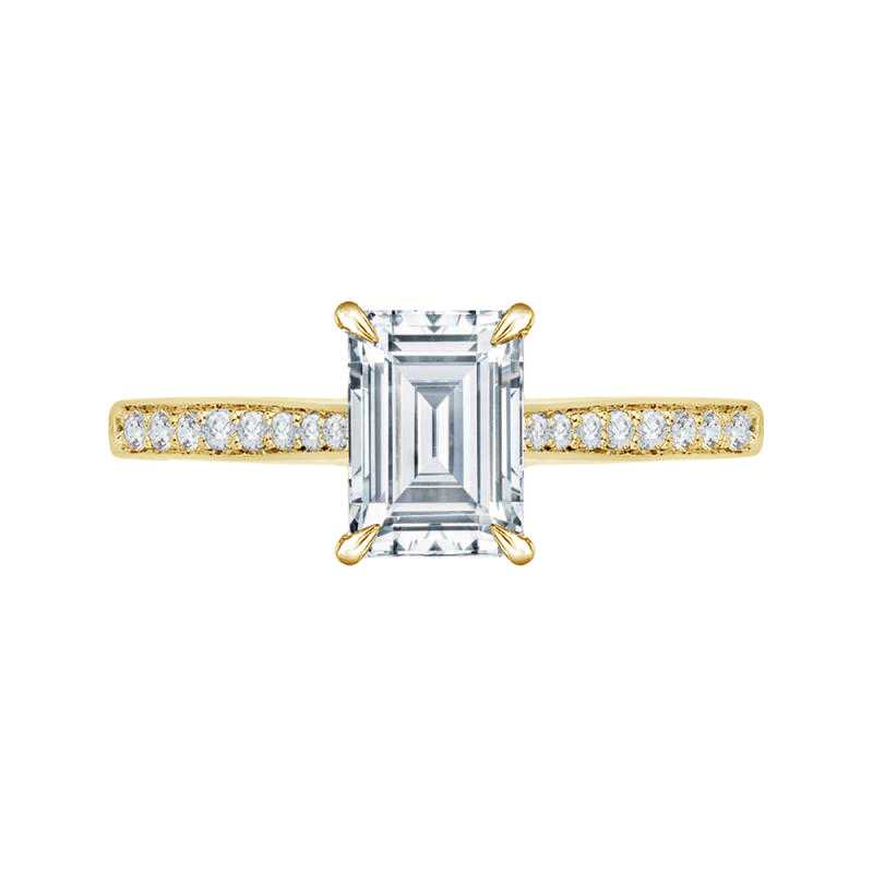 Zlatý zásnubný prsteň s emerald moissanitom Kimber 93687