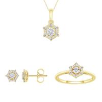 Zlatá kvetinová kolekcia šperkov s lab-grown diamantmi Sallie