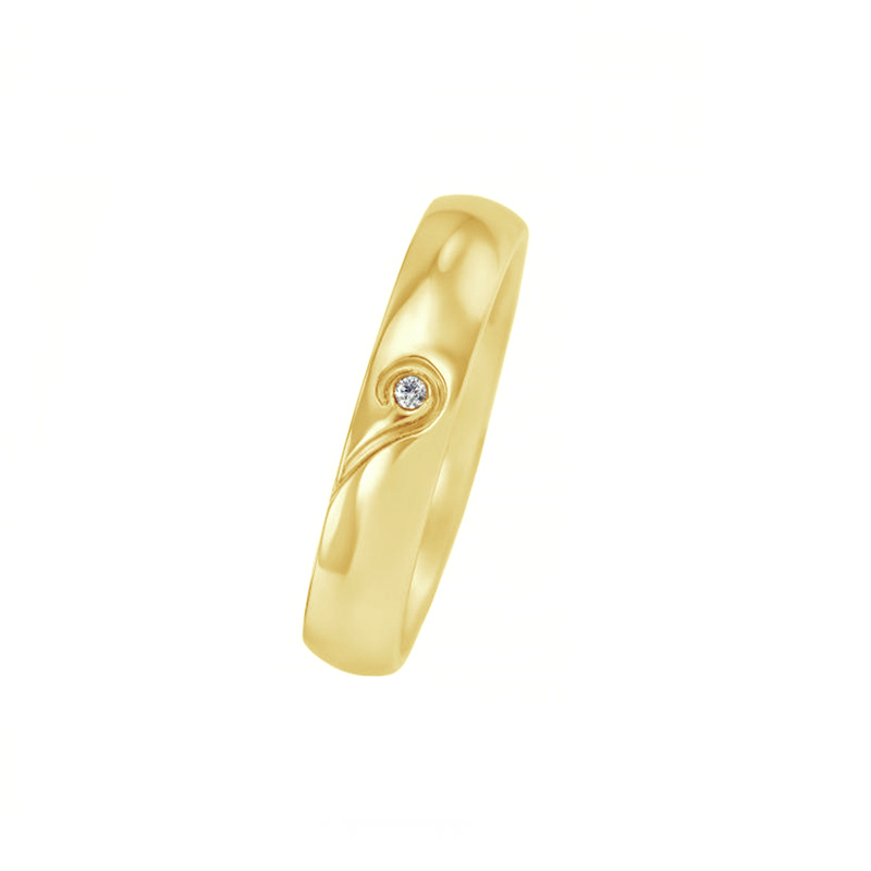 Zlaté svadobné prstene s motívom srdca a diamantom Zia 96047