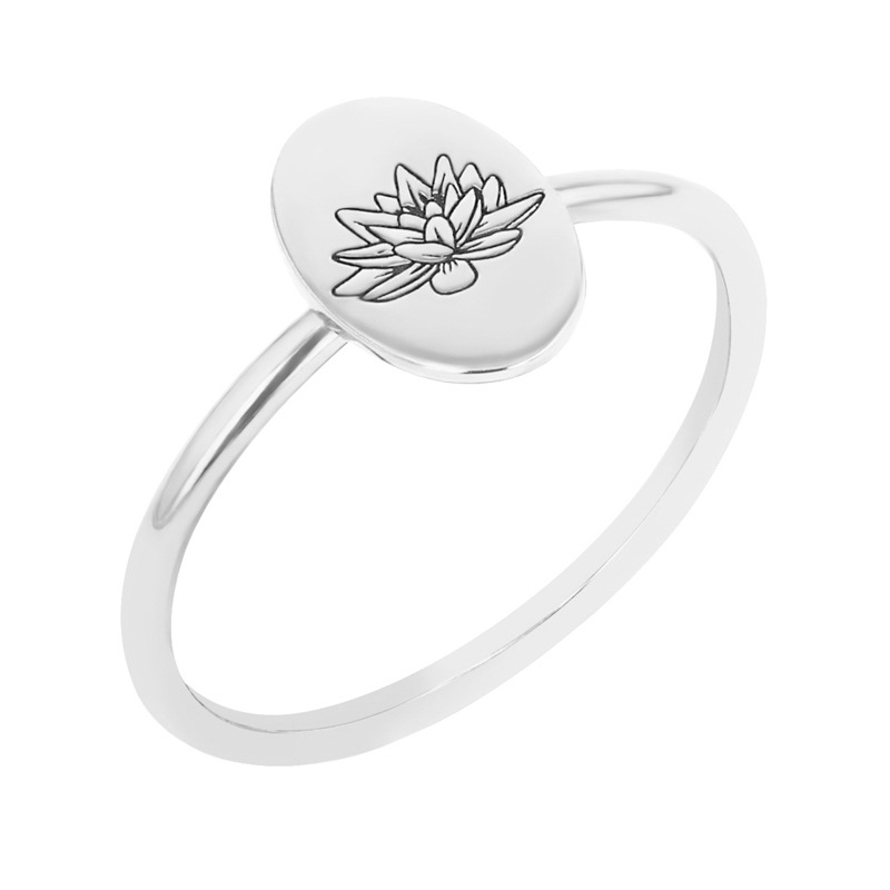 Oválny prsteň s gravírom kvetiny Jodi 98527
