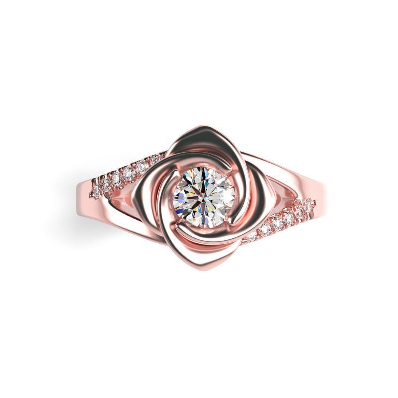Zásnubný prsteň v tvare ruže s moissanitom a lab-grown diamantmi Luwe 100418