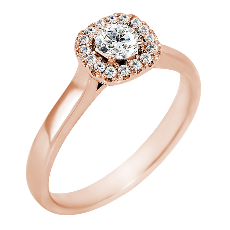 Zásnubný prsteň v halo štýle s moissanitom a lab-grown diamantmi Liare 100548