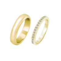 Eternity obrúčka s lab-grown diamantmi a pánsky pologuľatý prsteň Dunn