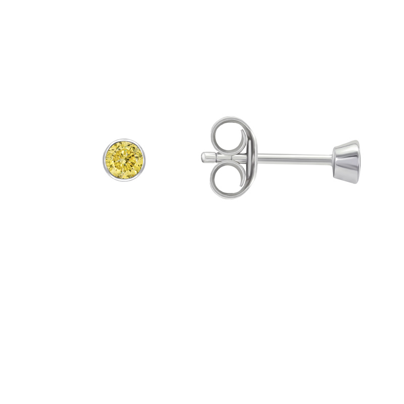 Strieborné minimalistické bezel náušnice so žltými diamantmi Viosa 102918