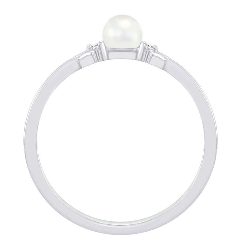 Strieborný elegantný perlový prsteň s lab-grown diamantmi Carmen 104448