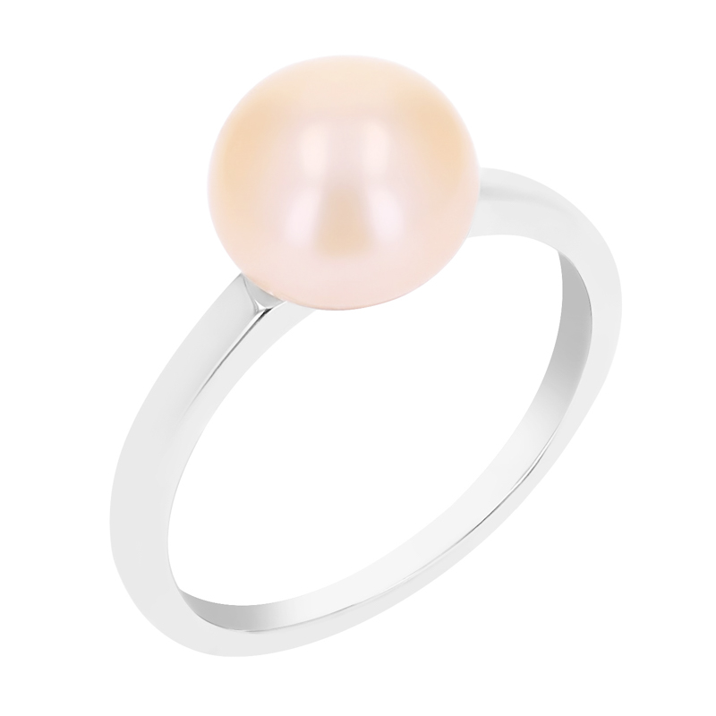 Strieborný prsteň s broskvovou perlou Kelan
