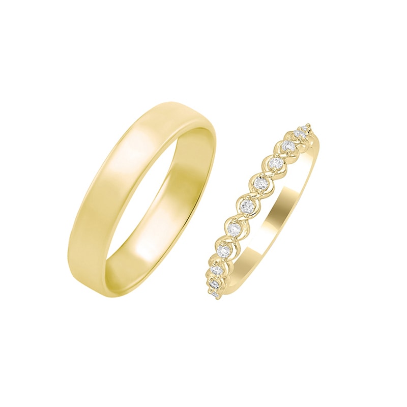 Vintage prsteň s lab-grown diamantmi a pánsky komfortný prsteň Lyssa