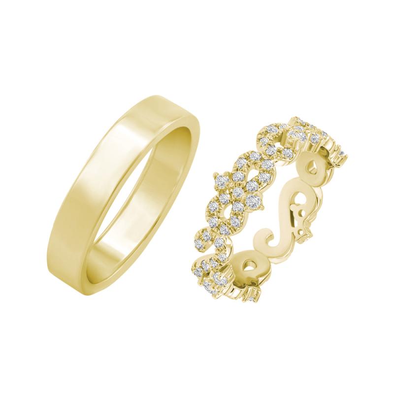 Vintage prsteň s lab-grown diamantmi a pánsky plochý prsteň Thiago 105938