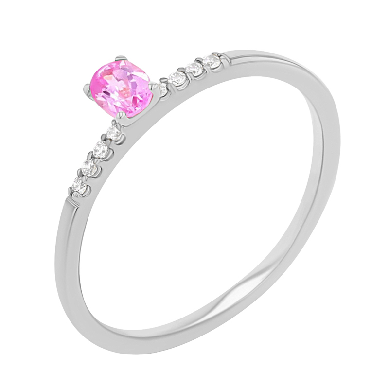 Zásnubný prsteň s ružovým zafírom a diamantmi Mahsa 113008