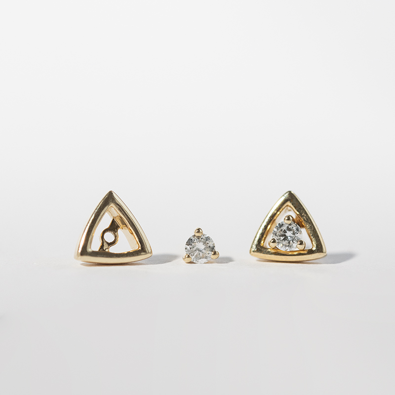 Trojuholníkové náušnice 2v1 s diamantmi Lexie 113208