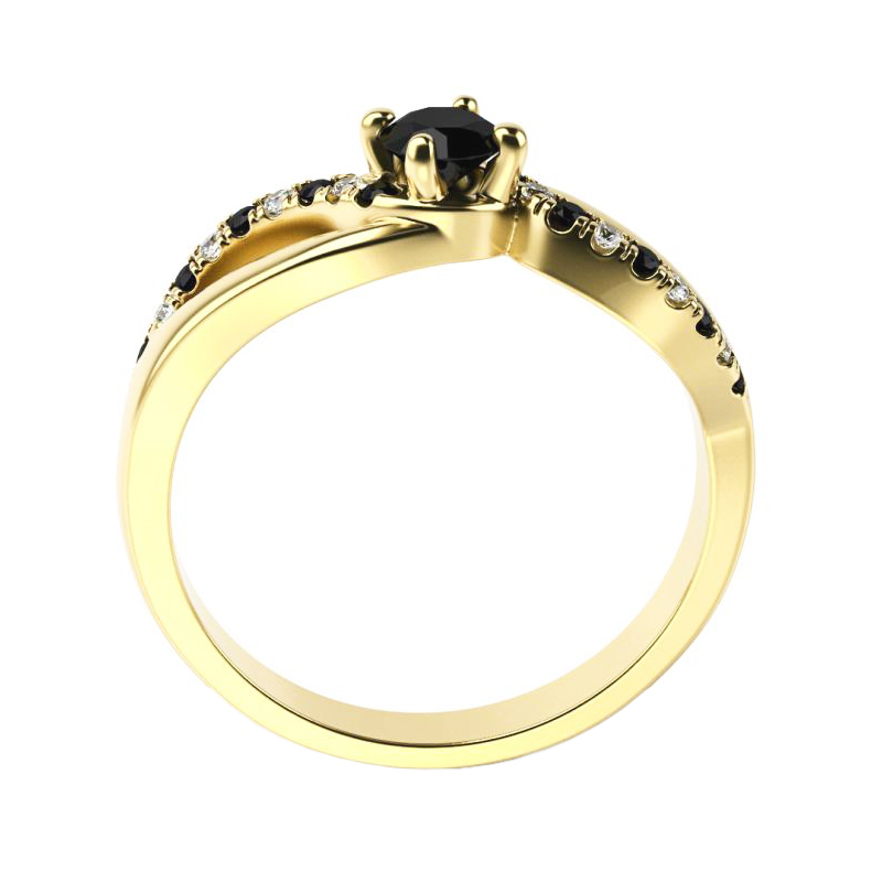 Zásnubný prsteň s čiernymi a bielymi diamantmi Damica 119348