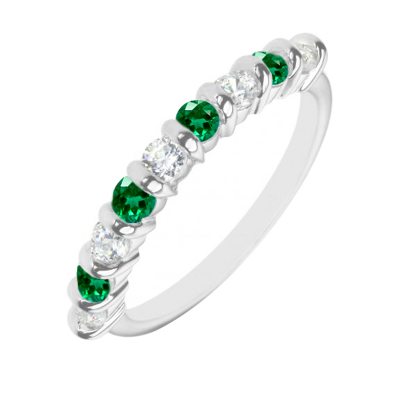 Eternity prsteň s diamantmi a smaragdmi Zinnia 120108