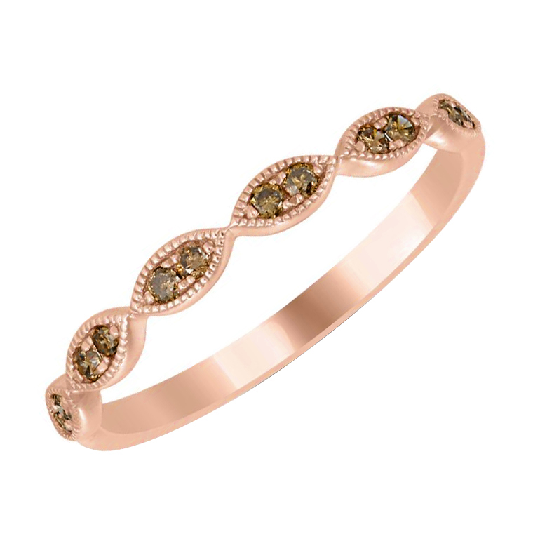 Nežný eternity prsteň zo zlata so champagne diamantmi Jelani