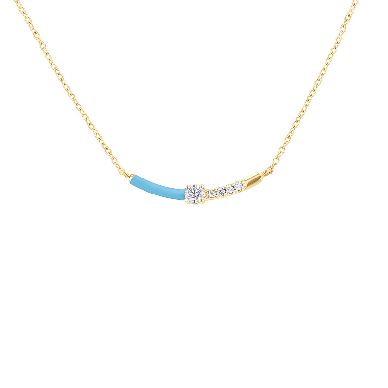 Modrý keramický náhrdelník s diamantmi Blazie