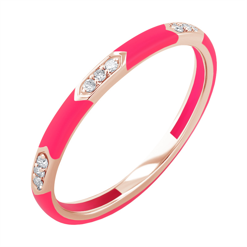 Ružový keramický prsteň s diamantmi Amila 128728