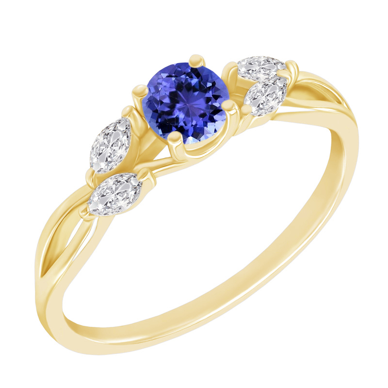 Zásnubný prsteň s tanzanitom a marquise lab-grown diamantmi Fera 132388