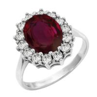 Halo prsteň s rubínom a diamantmi Zanite