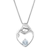 Akvamarínový náhrdelník matka a dieťa s diamantom Heli