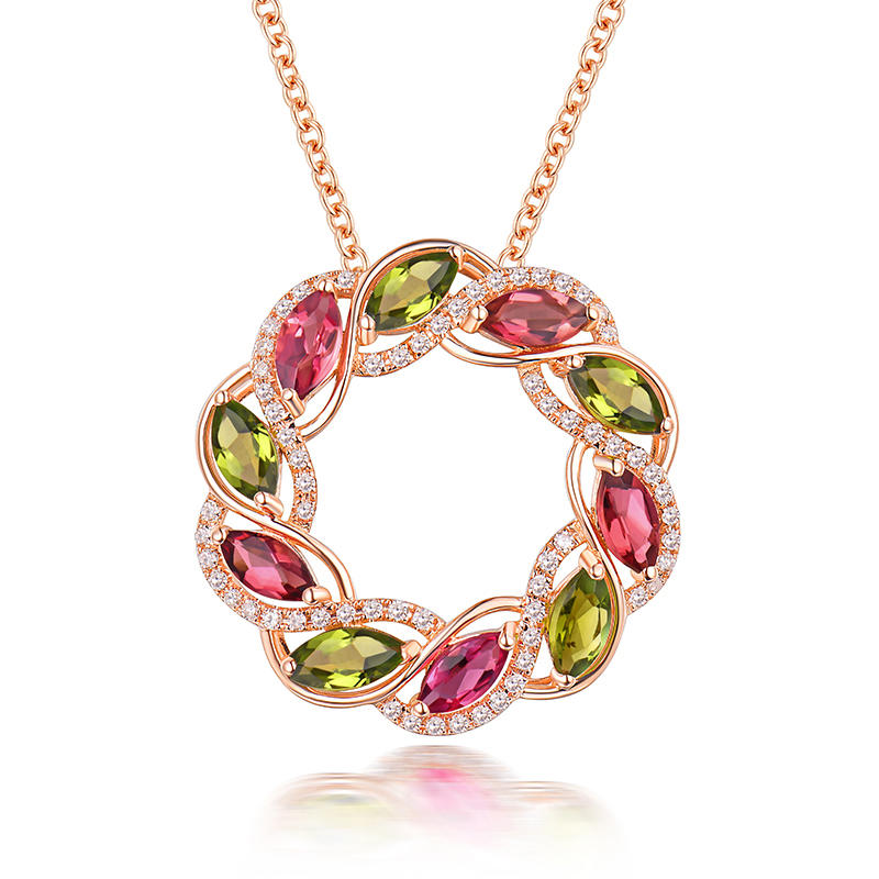 Elegantný náhrdelník s turmalínmi a diamantmi Remon