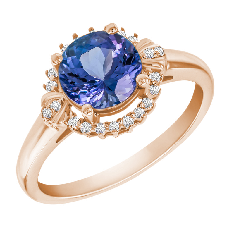 Tanzanitový zlatý prsteň s diamantmi Dion 18508