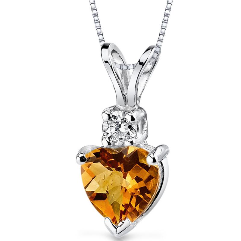 Citrínové srdce v zlatom náhrdelníku s diamantom Chare 