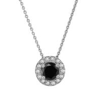 Zlatý halo náhrdelník s čiernym diamantom Fergi
