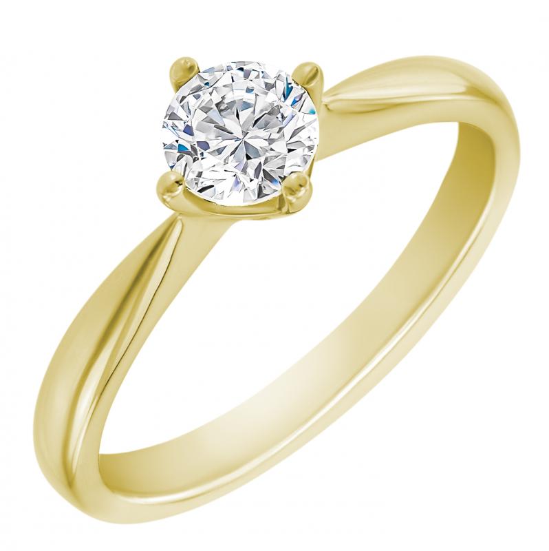 Zlatý zásnubný prsteň s moissanitom 22248