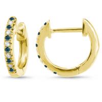 Kruhové zlaté náušnice s modrými a bielymi diamantmi Kaira
